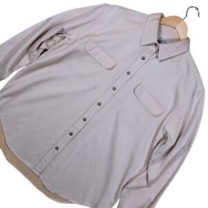 ST JOHNS BAY Mens Large Beige Long Sleeve Button Up Shirt